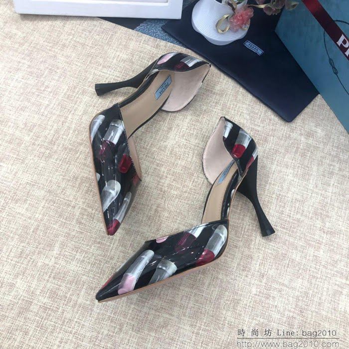 PRADA普拉達 2019專櫃春夏主打系列 口紅風系列 春夏時尚 高跟單鞋  ljl1019
